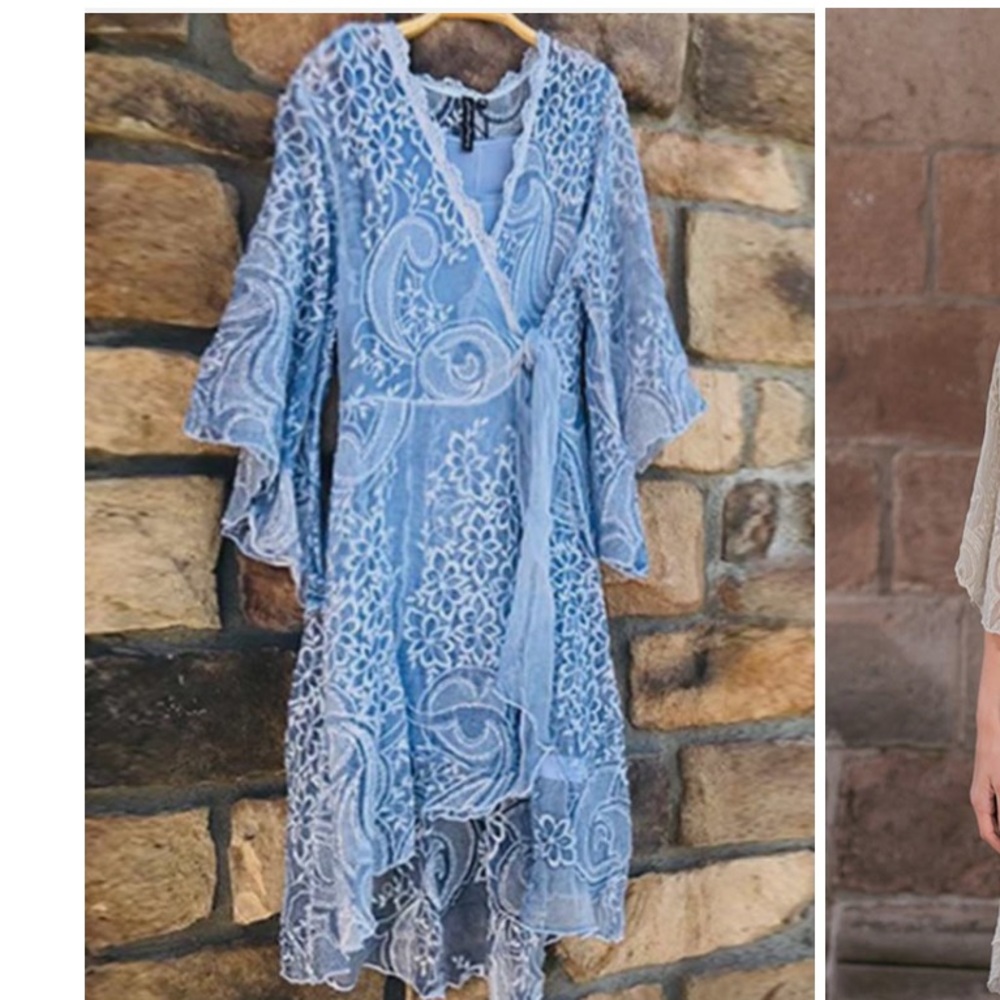Gretty Zueger Light Blue Wrap Dress BRAND NEW WITH TAGS